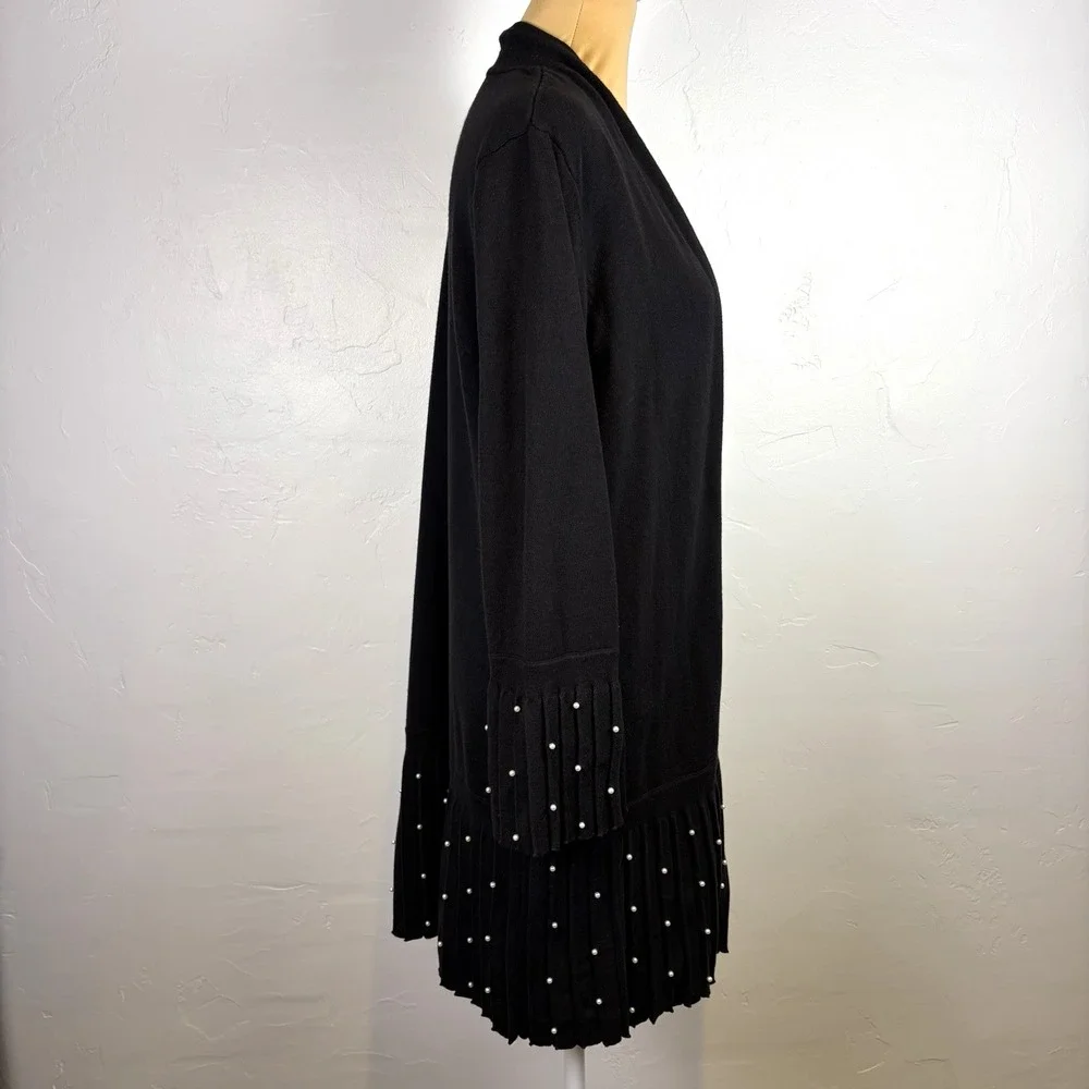 Chicos Woman's Cardigan Sweater Size 2 Large Black Whimsygoth Dark‎ Romantic